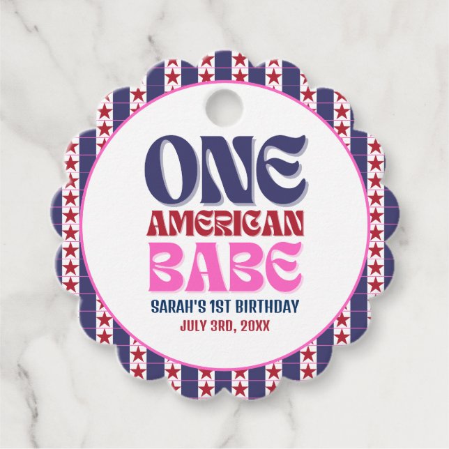 Étiquettes Cadeau Un bébé américain 4 juillet 1er anniversaire (Devant)