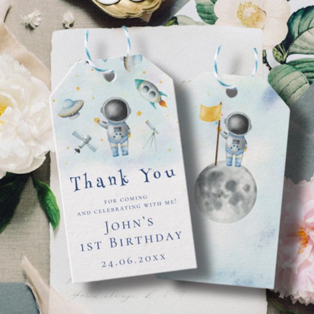 Étiquettes-cadeau Un bébé astronaute spatial roquettes roquettes gal (Créateur téléchargé)