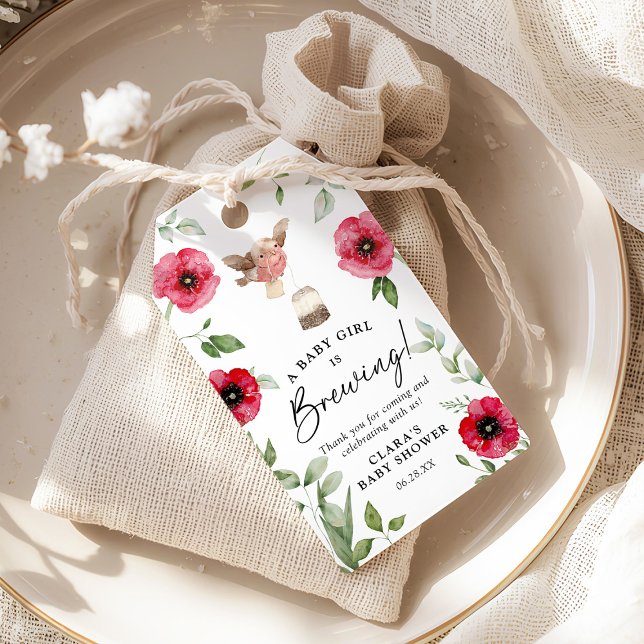 Étiquettes-cadeau "Un bébé brasse" Merci de Baby shower de thé (Créateur téléchargé)
