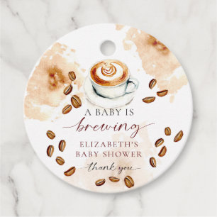Étiquettes Cadeau Un bébé prépare du café Baby Shower Merci