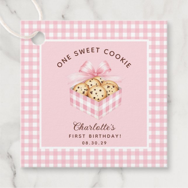 Étiquettes Cadeau Un biscuit intelligent Filles premier anniversaire (Devant)