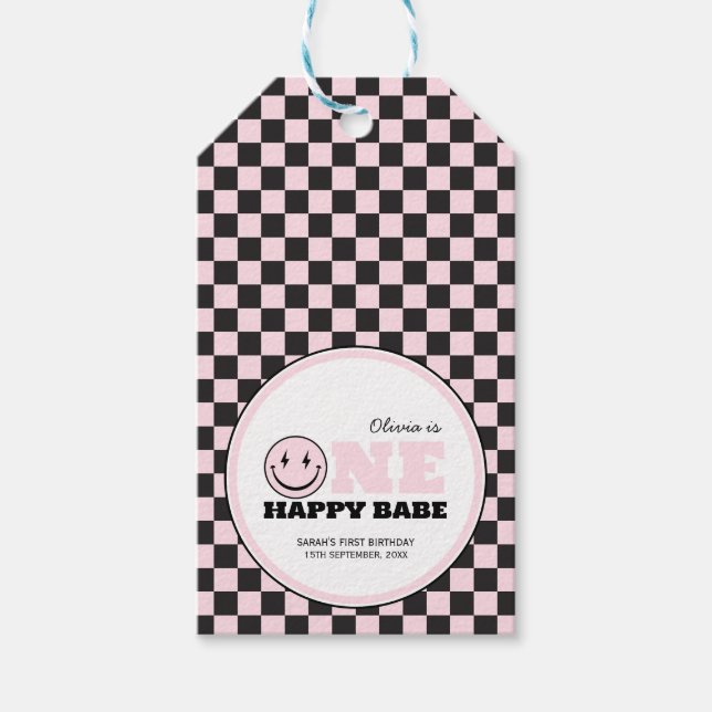 Étiquettes-cadeau Un bon bébé filles rose 1er anniversaire (Devant)