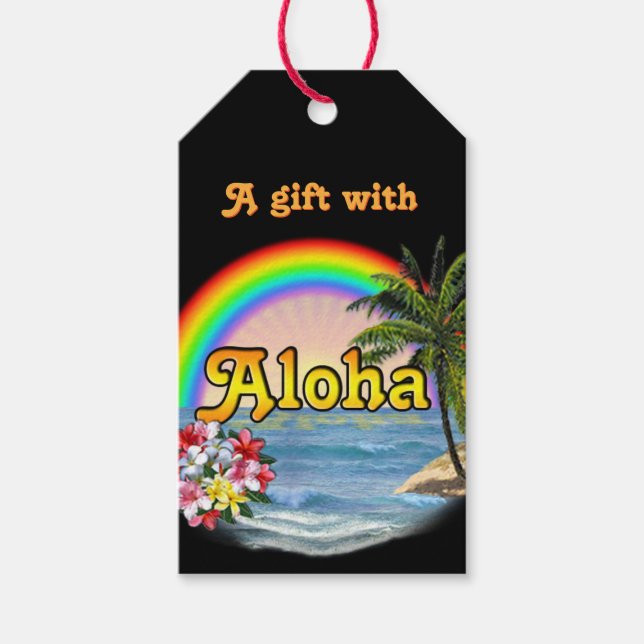 Étiquettes-cadeau Un cadeau avec Aloha (Devant)