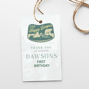 Étiquettes-cadeau Un campeur heureux, un premier anniversaire, Invit