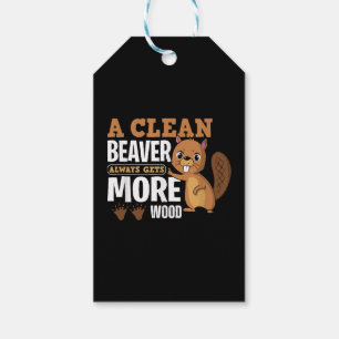 Étiquettes-cadeau Un castor propre gagne toujours plus de bois drôle