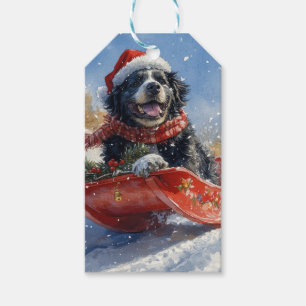 Étiquettes-cadeau Un chien de Terre-Neuve dans la corniche laissez-l