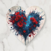 Un coeur bleu éclatant avec des fleurs rouges