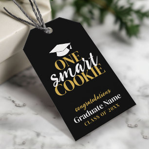 Étiquettes-cadeau Un cookie intelligent - Moderne Black Gold Graduat
