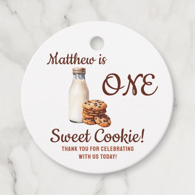 Étiquettes Cadeau Un Cookie Sucré ! Première fête d'anniversaire (Devant)