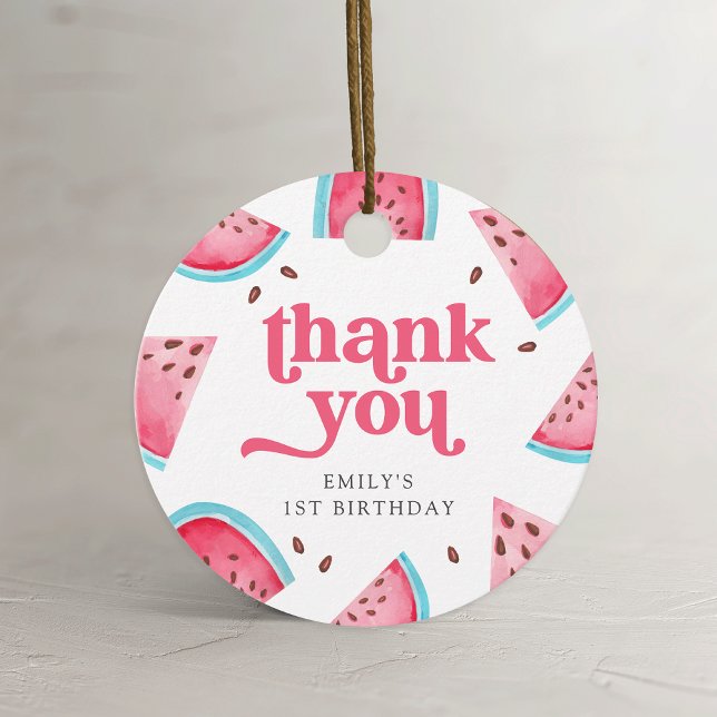 Étiquettes Cadeau Un dans la pastèque Melon 1er Merci d'anniversaire (Créateur téléchargé)