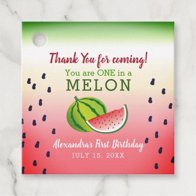 Étiquettes Cadeau Un dans un Melon 1er anniversaire (Devant)