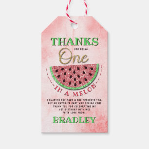 Étiquettes-cadeau Un dans un Melon 1er anniversaire Merci