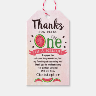 Étiquettes-cadeau Un dans un Melon 1er anniversaire Merci
