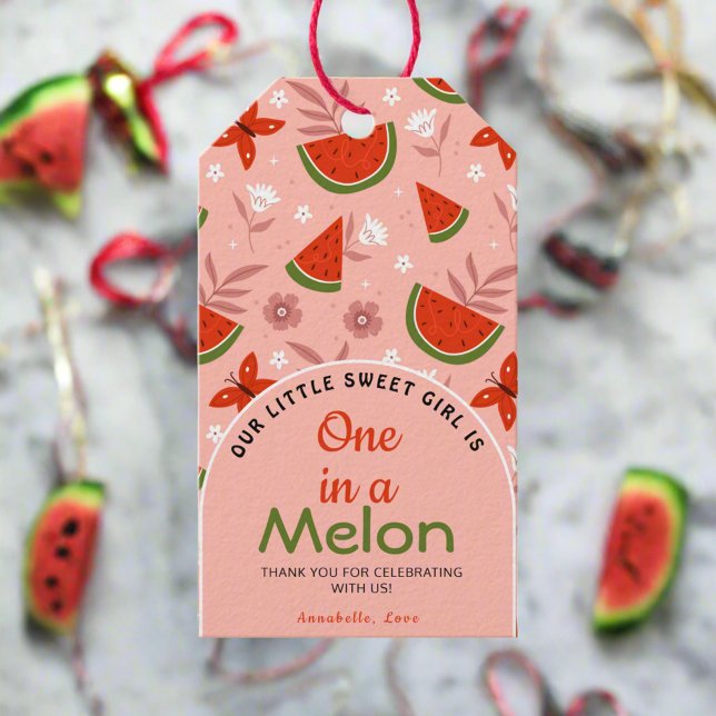 Étiquettes-cadeau Un dans un Melon Pastèque Papillons Merci (Créateur téléchargé)