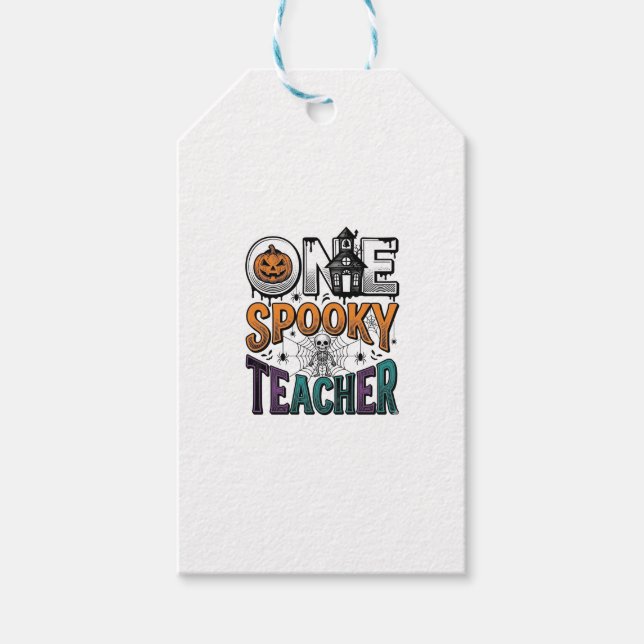 Étiquettes-cadeau Un design vectoriel Halloween d'un professeur effr (Devant)
