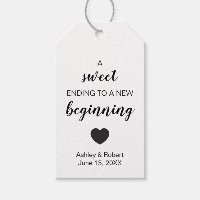 Étiquettes-cadeau Un doux achèvement pour un nouveau début Faveur de (Devant)