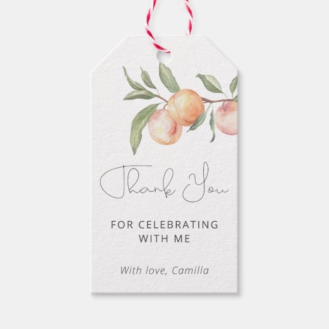 Étiquettes-cadeau Un doux Pêche 1er Merci d'anniversaire (Devant)