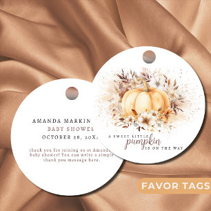 Étiquettes Cadeau Un doux petit Baby shower Citrouille neutre