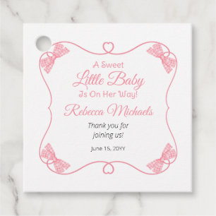 Étiquettes Cadeau Un doux petit bébé rose vaches Baby shower fille