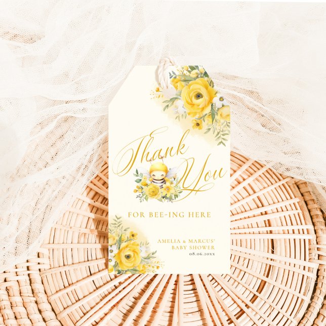 Étiquettes-cadeau Un doux petit miel Baby shower d'abeilles Merci (Créateur téléchargé)