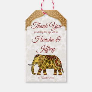Étiquettes-cadeau Un éléphant de Mandala en faveur du mariage indien