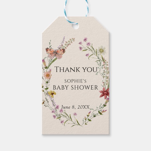 Étiquettes-cadeau Un fleur sauvage Souhaite Un Baby shower En Fleur (Devant)