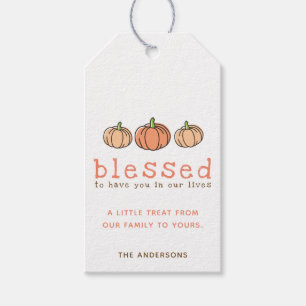 Étiquettes-cadeau Un gentil Citrouille Orange Bénéficie Thanksgiving
