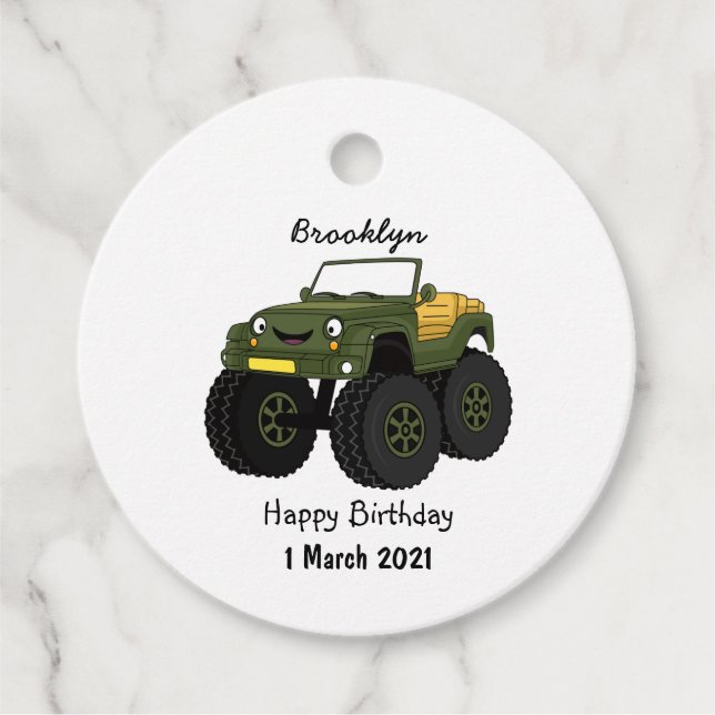 Étiquettes Cadeau Un Green Monster truck (Devant)