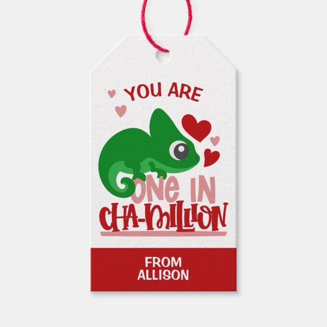 Étiquettes-cadeau Un jour de la Saint-Valentin caméléon (Devant)