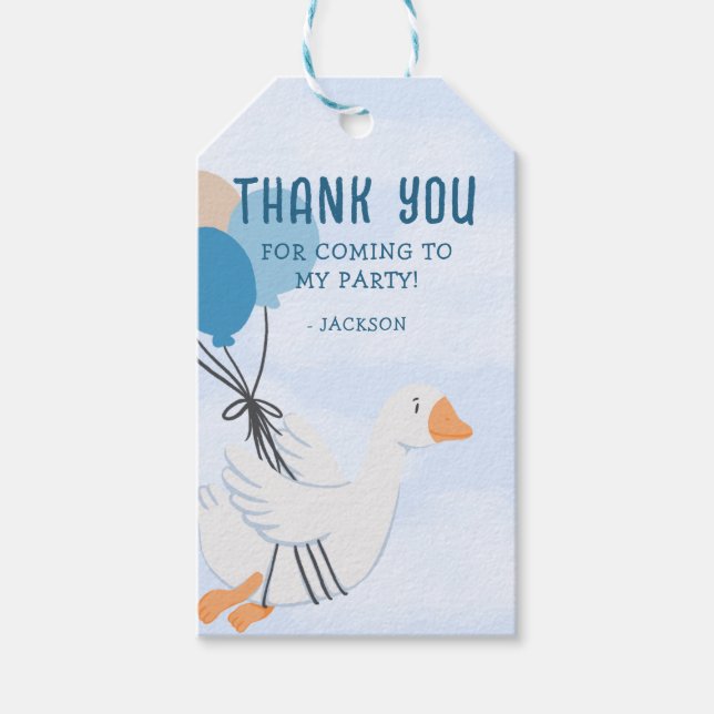 Étiquettes-cadeau Un joyeux anniversaire Blue One Silly Goose 1ère a (Devant)