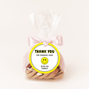 Étiquettes Cadeau Un joyeux Mec/Gal Merci souriant jaune