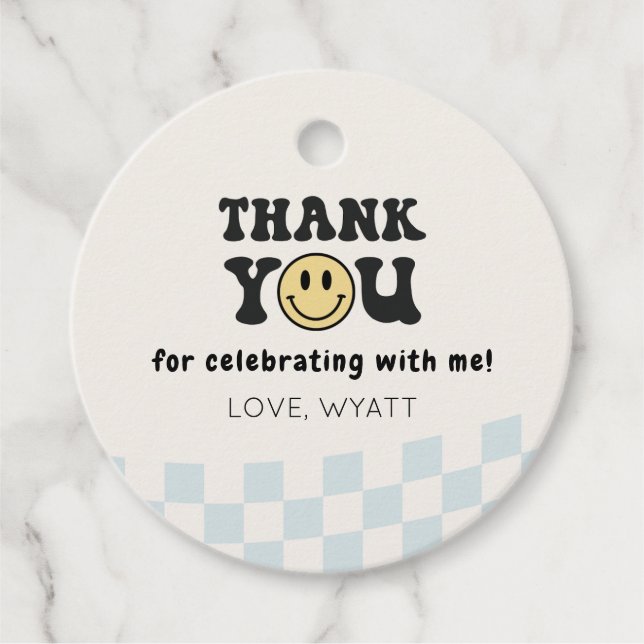 Étiquettes Cadeau Un joyeux Mec Smiley 1er Anniversaire (Devant)