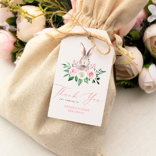 Étiquettes-cadeau Un lapin Blush rose Merci Floral Anniversaire