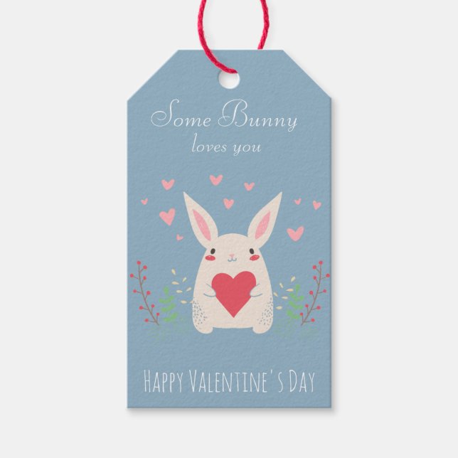 Étiquettes-cadeau Un lapin t'aime mignonne Valentine's (Devant)