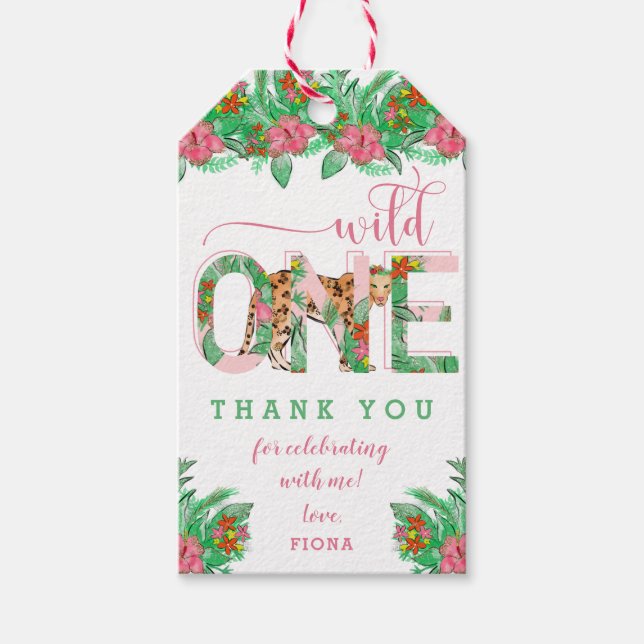 Étiquettes-cadeau Un léopard sauvage premier anniversaire (Devant)