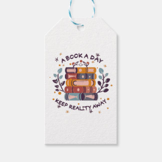 Étiquettes-cadeau Un livre par jour éloigne la réalité