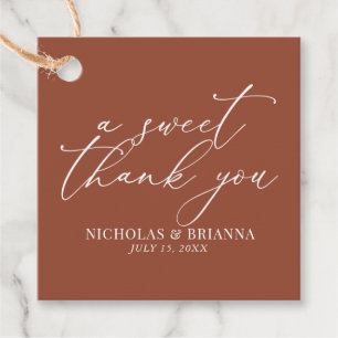 Étiquettes Cadeau Un Mariage orange brûlé en Merci doux