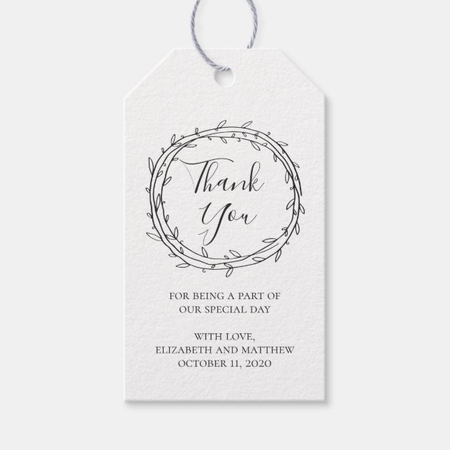 Étiquettes-cadeau Un mariage rustique vous remercie. Pays botanique  (Devant)