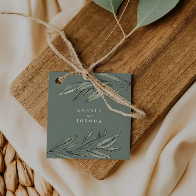 Étiquettes Cadeau Un Merci À feuillage persistant romantique à privi (Romantic Evergreen Thank You Favor Favor Tags)