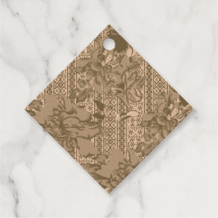 Étiquettes Cadeau Un motif floral vintage avec desi marron complexe