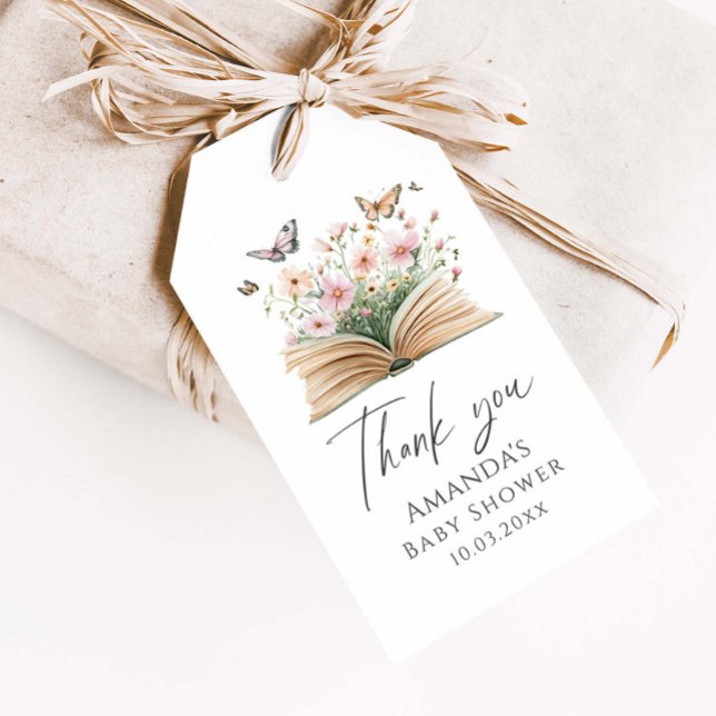 Étiquettes-cadeau Un nouveau Baby shower de livre d'histoires (Créateur téléchargé)