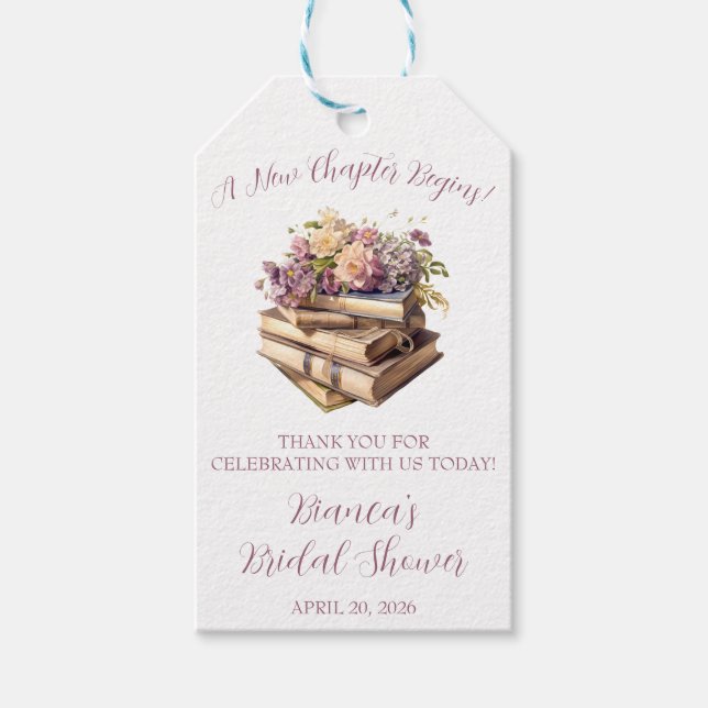 Étiquettes-cadeau Un nouveau chapitre commence !  Fête de mariage fl (Devant)