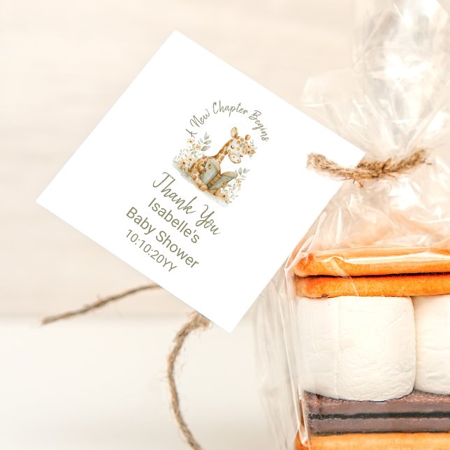 Étiquettes Cadeau Un nouveau chapitre commence Giraffe Storybook Bab (Créateur téléchargé)