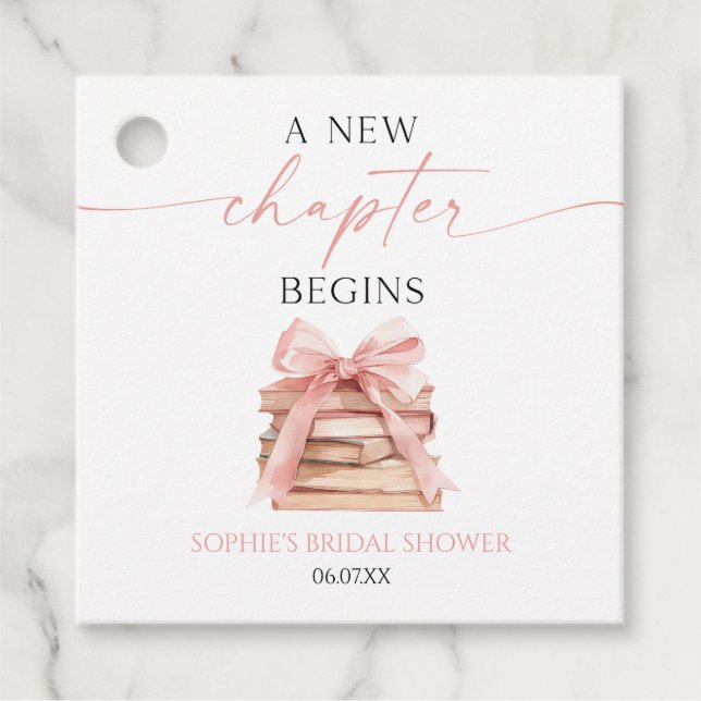 Étiquettes Cadeau Un nouveau chapitre commence Pink Bow Books Enterr (Devant)