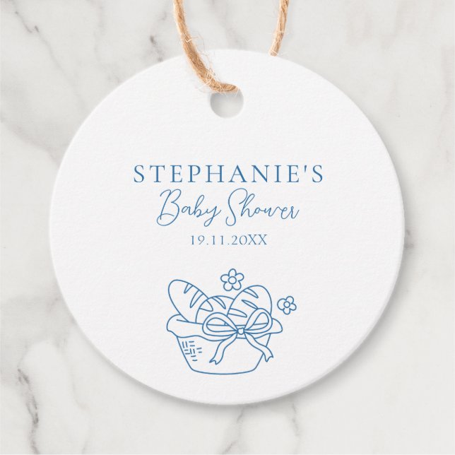 Étiquettes Cadeau Un pain dans le Baby shower du four Rustique (Devant)