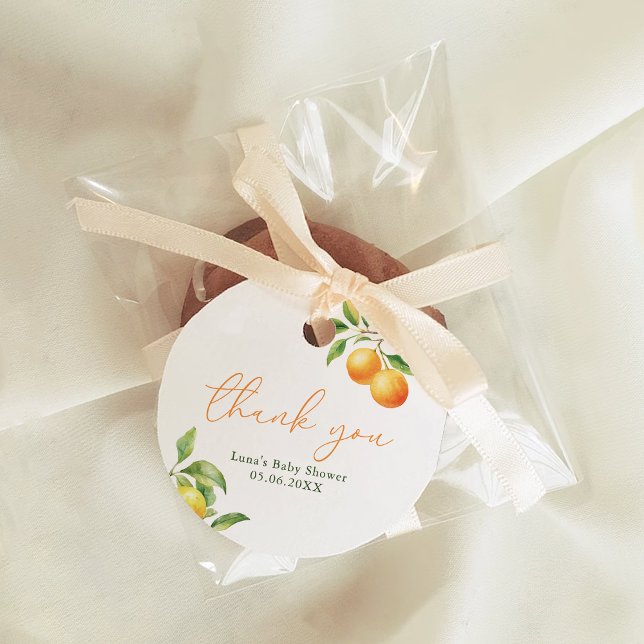 Étiquettes Cadeau Un petit amour arrive Bébé orange Shower de bébé (Créateur téléchargé)