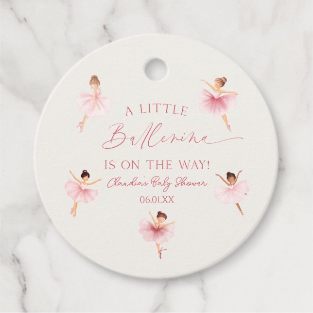 Étiquettes Cadeau Un petit Baby shower de ballet rose Ballerina (Devant)