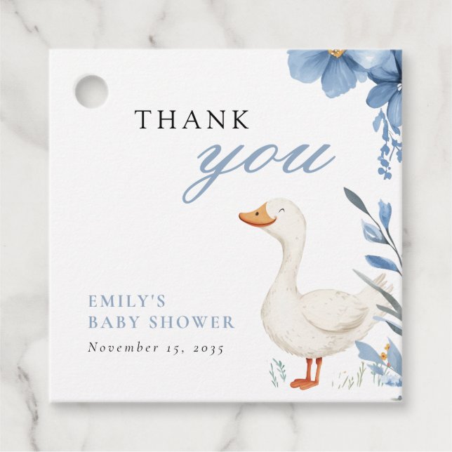 Étiquettes Cadeau Un petit Baby shower de garçon d'oie idiot (Devant)
