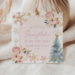 Étiquettes Cadeau Un petit Baby shower d'hiver rose Snowflake