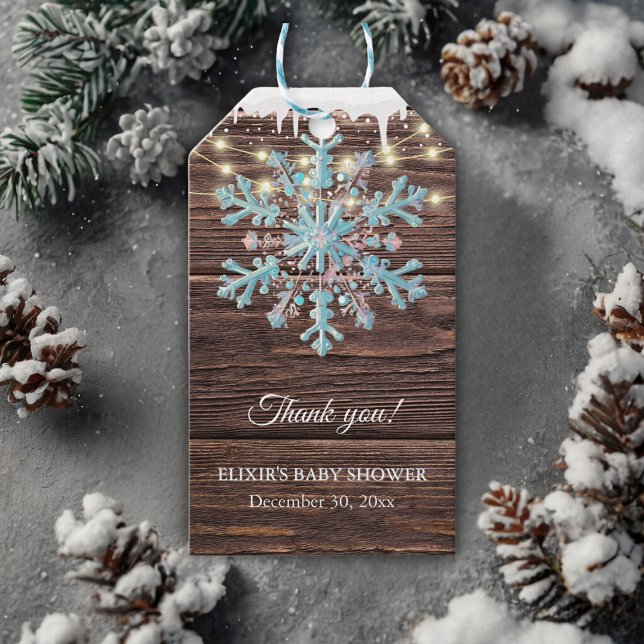 Étiquettes-cadeau Un petit Baby shower d'hiver rustique (Créateur téléchargé)